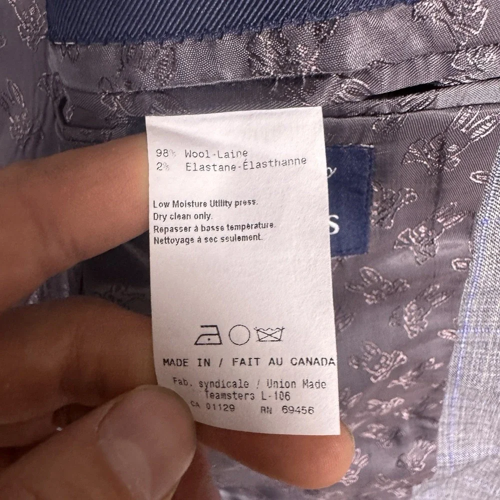 Psycho Bunny Sport Coat Blazer Mens 36R Windowpane Wool Canada 2 Button